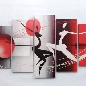 Cuadro 5 piezas bailarinas negro rojo