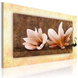 Cuadro decorativo flores beige