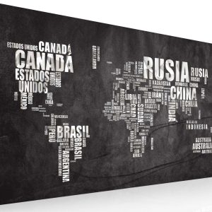 Cuadro decorativo mapamundi nombre países
