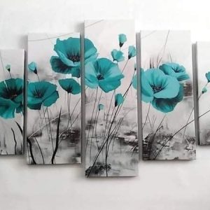 Cuadro 5 piezas Flores calipso