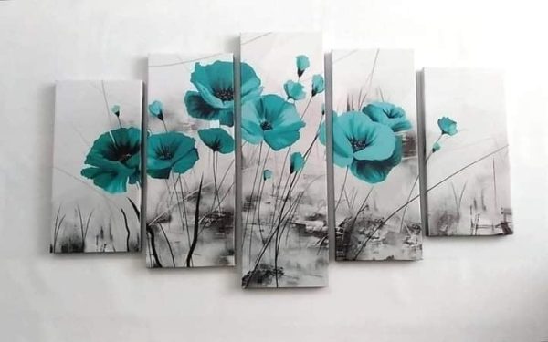 Cuadro 5 piezas Flores calipso
