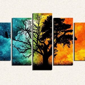 Cuadro 5 piezas Arbol dia y noche