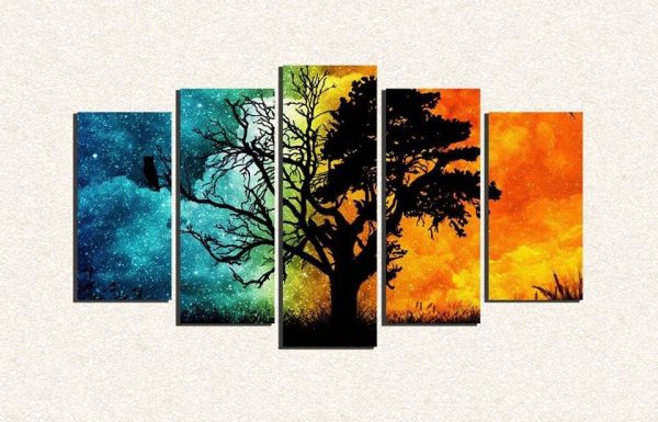 Cuadro 5 piezas Arbol dia y noche