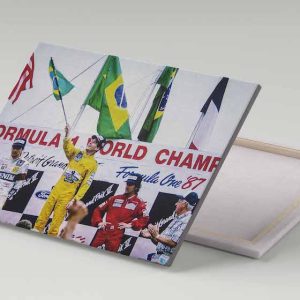 Cuadro 30x40 Ayrton Senna Podio con Bandera 1987