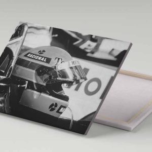 Cuadro 30x40 Casco de Ayrton Senna blanco y negro