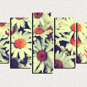 Cuadro 5 piezas Flores blancas