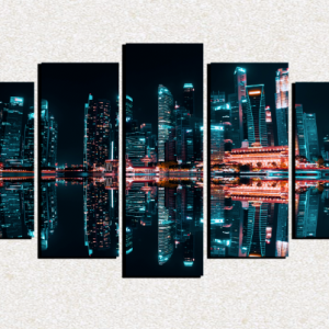 Cuadro 5 piezas Ciudad reflejada