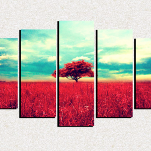 Cuadro 5 piezas Arbol Rojo
