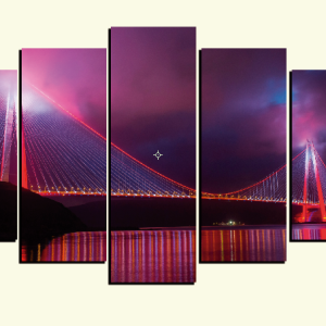 Cuadro 5 piezas Puente Iluminado Morado