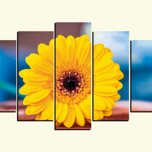 Cuadro 5 piezas Flor Amarilla