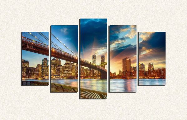 Cuadro 5 piezas Puente de Brooklyn