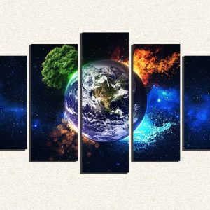 Cuadro 5 piezas Planeta tierra elementos
