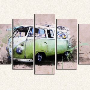 Cuadro 5 piezas VW Combi Verde