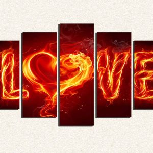 Cuadro 5 piezas Love de Fuego