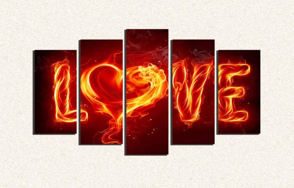 Cuadro 5 piezas Love de Fuego