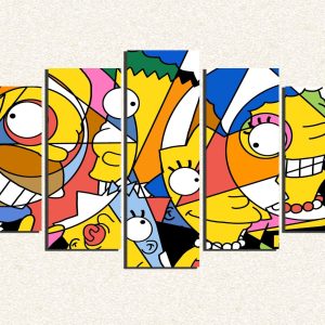 Cuadro 5 piezas Los Simpson Mosaico