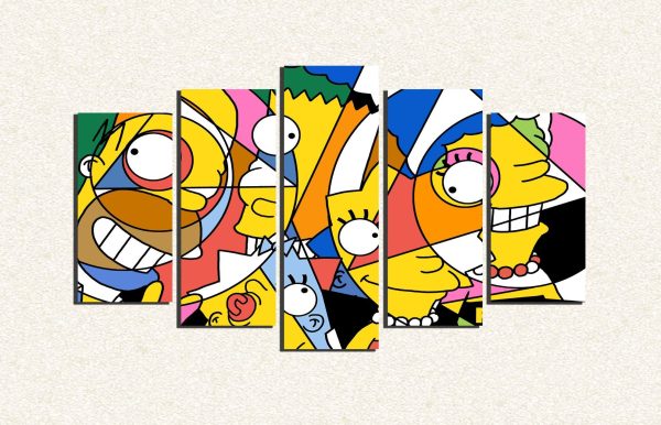 Cuadro 5 piezas Los Simpson Mosaico