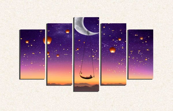 Cuadro 5 piezas Hamaca en la luna