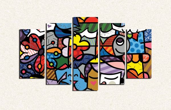 Cuadro 5 piezas Formas coloridas