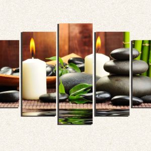 Cuadro 5 piezas Velas y piedras relajacion