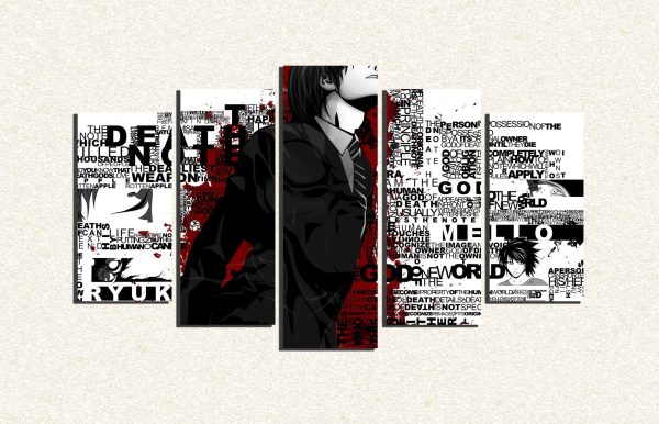 Cuadro 5 piezas Light Yagami Death Note