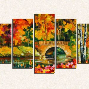 Cuadro 5 piezas Puente en el bosque