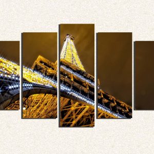Cuadro 5 piezas Torre Eiffel desde abajo