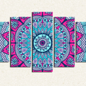 Cuadro 5 piezas Mandala Calipso y Rosado