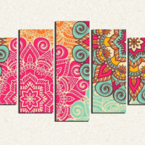 Cuadro 5 piezas Mandalas coloridos