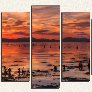 Cuadro 5 piezas Lago Atardecer