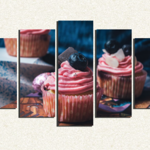 Cuadro 5 piezas Cupcakes con Arandano