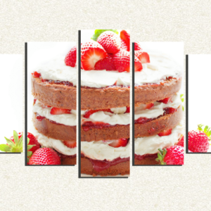 Cuadro 5 piezas Pastel con Frutillas