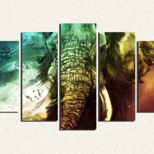 Cuadro 5 piezas Elefante Colores