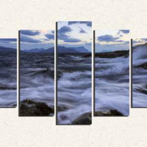 Cuadro 5 piezas Mar entre rocas