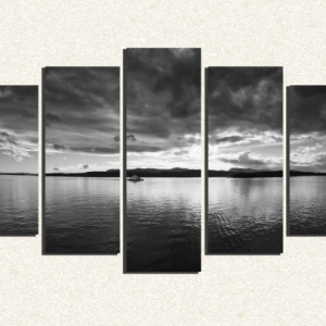 Cuadro 5 piezas Mar blanco y negro