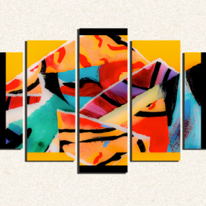 Cuadro 5 piezas Abstracto colores