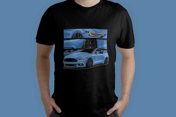 Polera Ford Mustang celeste